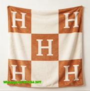 Luxury Hermès H Checkerboard Flannel Throw Blanket IMG_5114